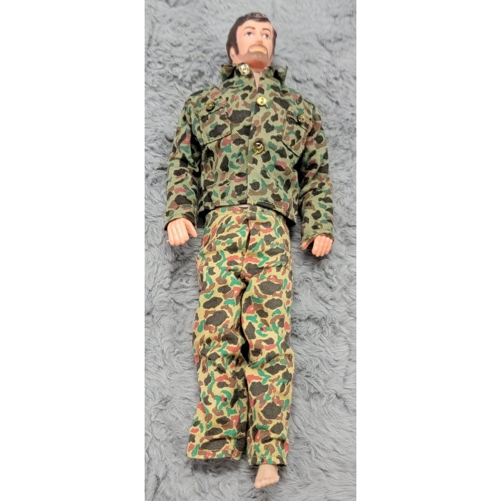 Vintage GI Joe Like Action Figure 12" Short Beard Kung Fu Grip Camo